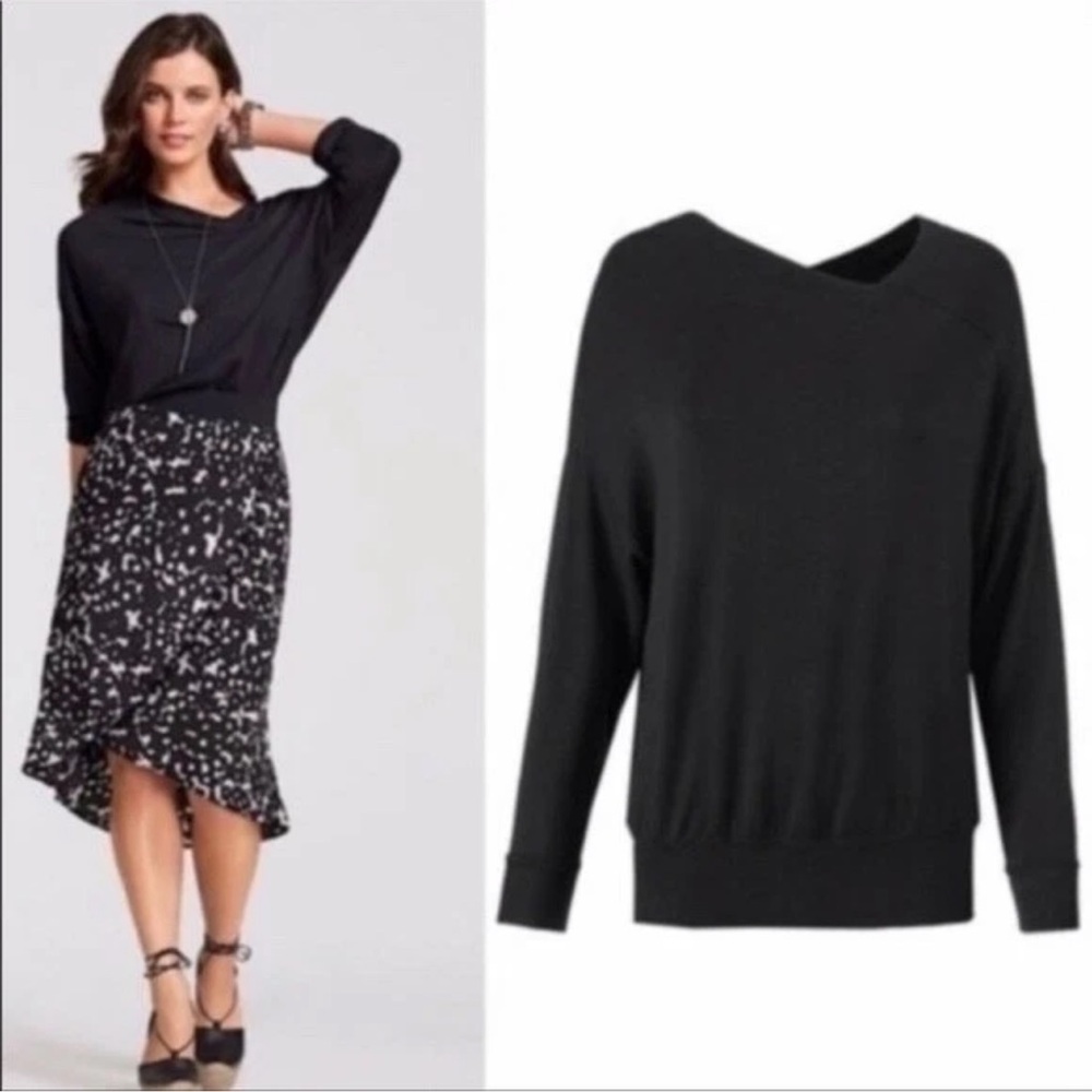 CAbi #5322 Beals Bloggers Favorite
Black Asymmetrical Blouse Top Medium